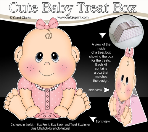 3D Cute Baby Treat Box Gift Set Mini Kit - Cute Little Baby Girl Bea
