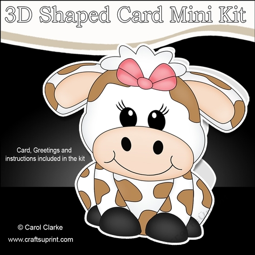 3D Shaped Card  Kit -  Cute Little Milly Moo Cow