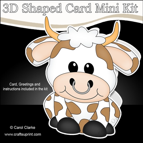 3D Shaped Card  Kit -  Cute Little Billy Bull
