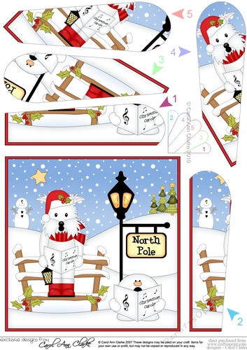 Christmas Westie Dog is at the North Pole Fan Pyramage Topper