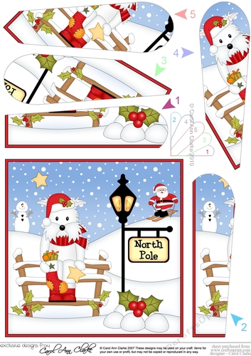 Christmas Westie Dog is at the North Pole Fan Pyramage Topper