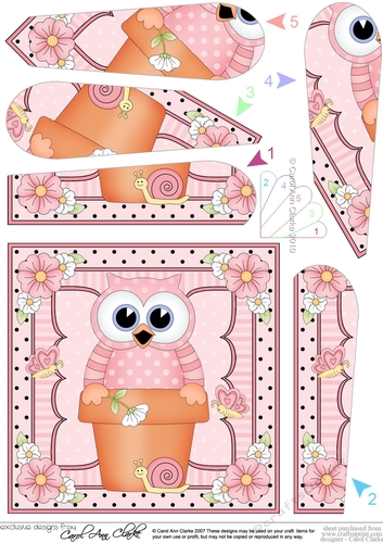 Flower Pot Friends Little Hoot Owl Fan Pyramage Topper