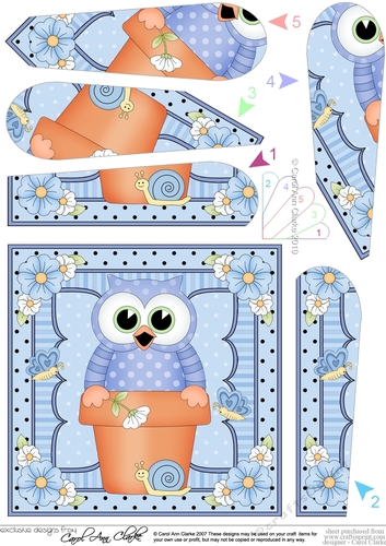 Flower Pot Friends Little Hoot Owl Fan Pyramage Topper