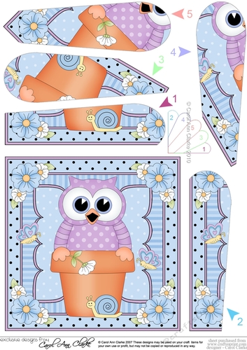 Flower Pot Friends Little Hoot Owl Fan Pyramage Topper