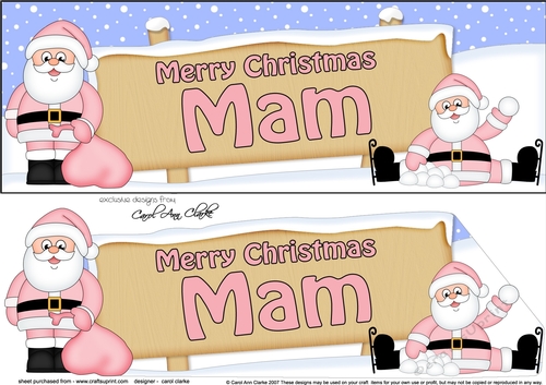 large DL Merry Christmas MAM with Santa 3D decoupage