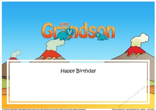Large DL Happy Birthday GREAT GRANDSON insert