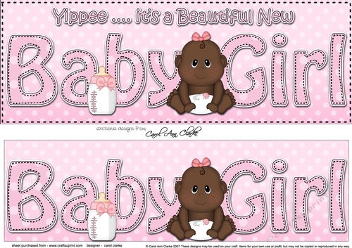 Large DL YIPPEE ... ITS A BEAUTIFUL ETHNIC NEW BABY GIRL 3D decoupage