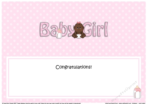Large DL ETHNIC NEW BABY GIRL insert