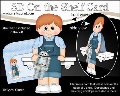 3D On the Shelf Card Kit - Little Toddler Cole has a Toy Robot