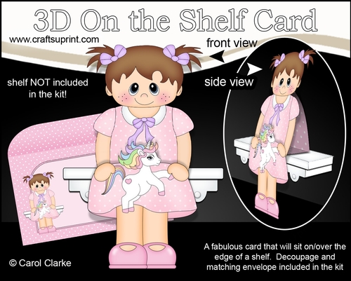 3D On the Shelf Card Kit - Little Toddler Kaitlyn has a Toy Unicorn