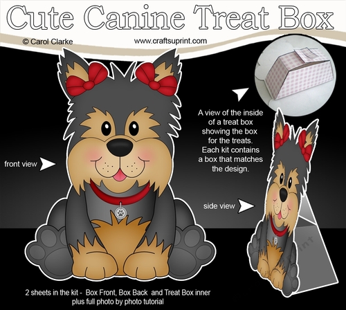 3D Cute Canine Treat Box Gift Set Mini Kit - Little Yorkie Dog Poppy