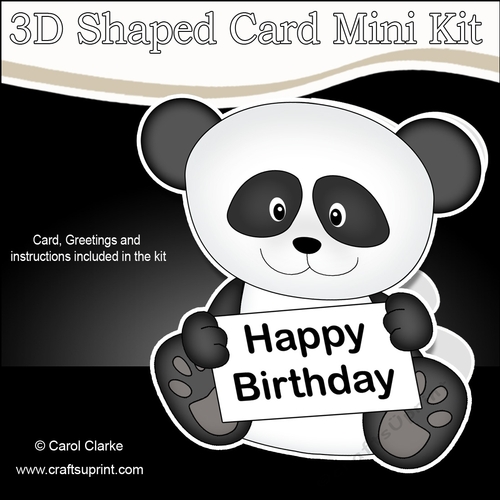 3D Shaped Card  Kit - Cute Little Panda Min Min