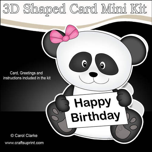 3D Shaped Card  Kit - Cute Little Panda Su Ling