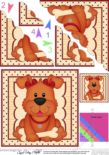 Cute Little Rusty Dog Scalloped Corner Stacker