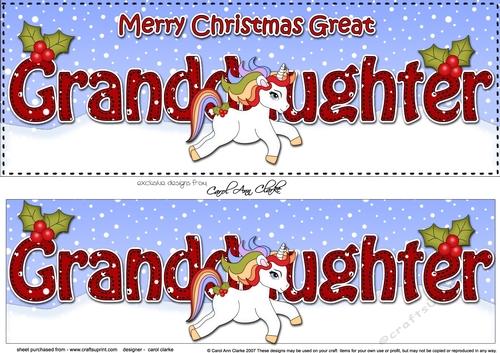 Large DL Merry Christmas GREAT GRANDDAUGHTER 3D decoupage 