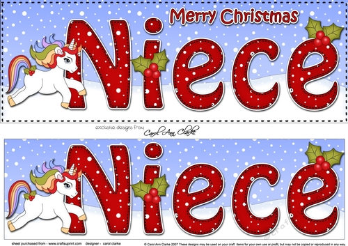 Large DL Merry Christmas NIECE 3D decoupage 