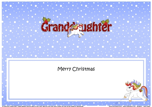 Large DL Merry Christmas GRANDDAUGHTER insert