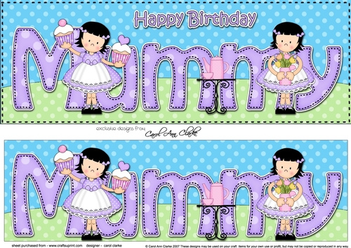 Large DL Happy Birthday MUMMY 3D decoupage
