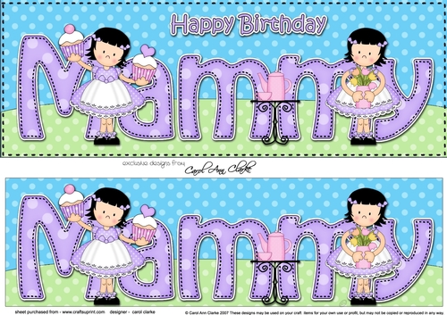 Large DL Happy Birthday MAMMY 3D decoupage