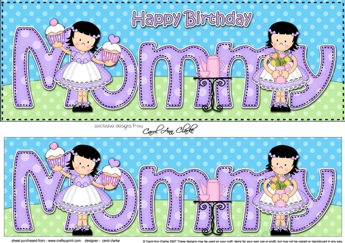 Large DL Happy Birthday MOMMY 3D decoupage