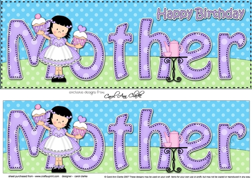 Large DL Happy Birthday MOTHER 3D decoupage
