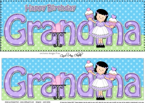 Large DL Happy Birthday GRANDMA 3D decoupage