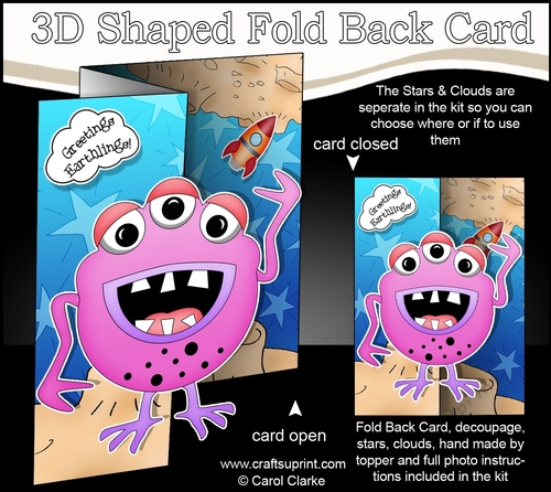 3D Shaped No-Hole Fold Back Mini Kit -  Cute Alien Dula