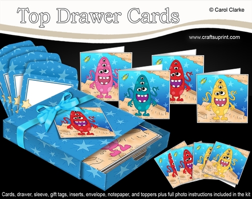 3D Top Drawer Cards Bumper Kit  -  Cute Aliens - Vaef, Zash, Spav, Pesh
