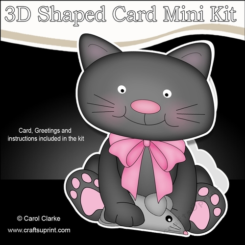 3D Shaped Card  Kit - Cute Little Cat Sooty