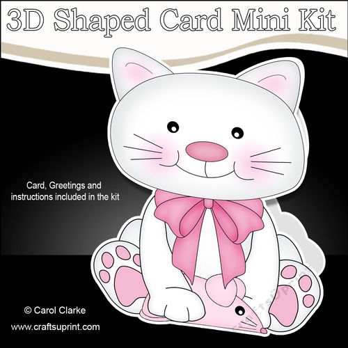 3D Shaped Card  Kit - Cute Little Cat Bella