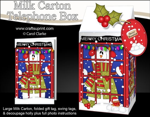3D Christmas Phone Box Milk Carton Treat Box - Snowman Rio