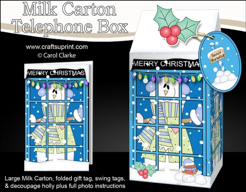 3D Christmas Phone Box Milk Carton Treat Box - Snowman Rio