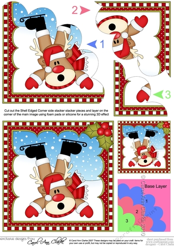 Christmas Rudolph Shell Edged Corner Side Stacker