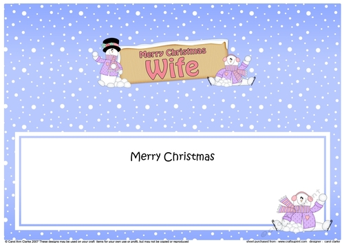 large DL Merry Christmas WIFE with Snowman insert