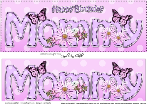 Large DL Happy Birthday MOMMY 3D decoupage
