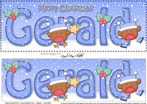 Large DL Merry Christmas GERALD 3D decoupage 