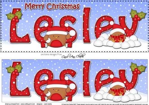Large DL Merry Christmas LESLEY 3D decoupage 