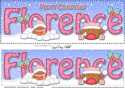 Large DL Merry Christmas FLORENCE 3D decoupage 
