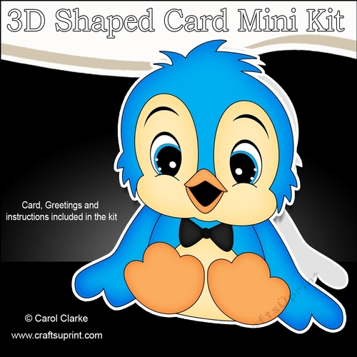 3D Shaped Card  Kit - Cute Little Bloo Bird