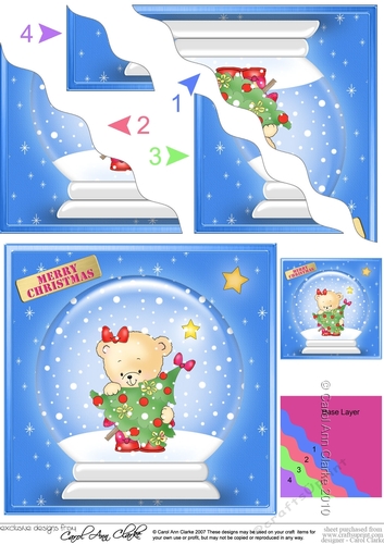 Hunney Bear  Rosie has a Christmas Tree Snowglobe Wavey Corner Stacker