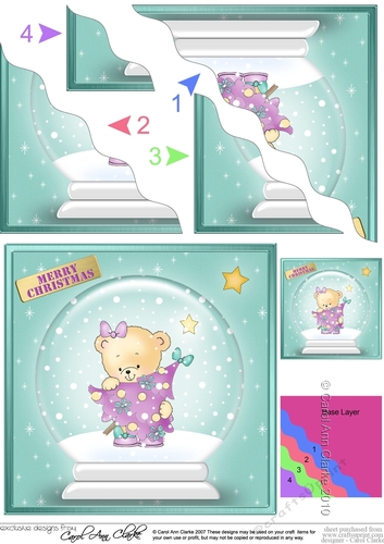Hunney Bear  Rosie has a Christmas Tree Snowglobe Wavey Corner Stacker