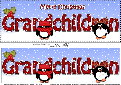 Large DL Merry Christmas GRANDCHILDREN 3D decoupage 