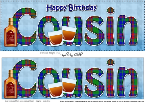 Large DL Happy Birthday COUSIN 3D decoupage