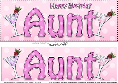 Large DL Happy Birthday AUNT 3D decoupage