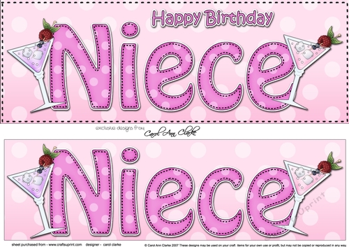 Large DL Happy Birthday NIECE 3D decoupage