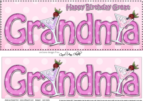 Large DL Happy Birthday GREAT GRANDMA 3D decoupage