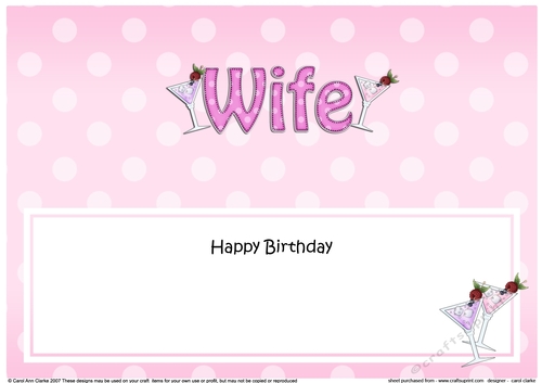 Large DL Happy Birthday WIFE insert