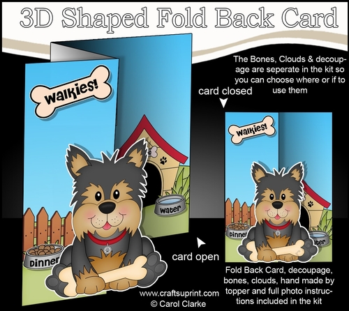 3D Shaped No-Hole Fold Back Mini Kit - Little Yorkie Dog Timmy