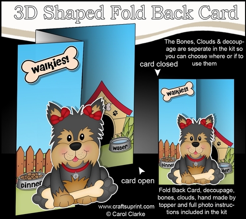 3D Shaped No-Hole Fold Back Mini Kit - Little Yorkie Dog Poppy