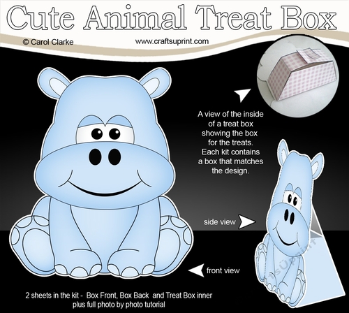 3D Cute Animal Treat Box Gift Set Mini Kit - Cute Little Harold Hippo